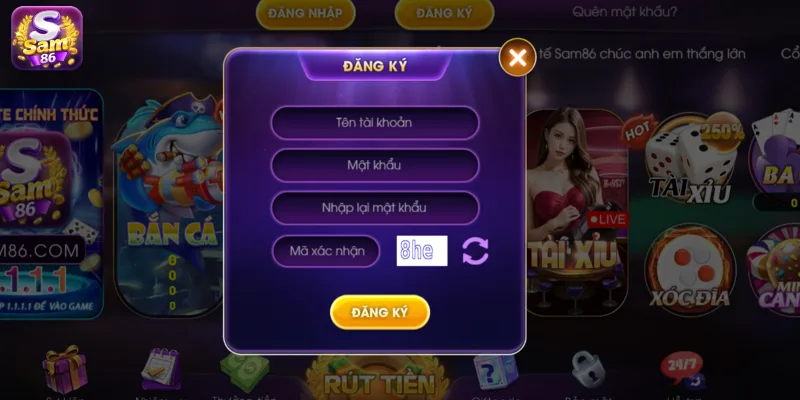 Đăng ký SAM86 miễn phí, đơn giản và nhanh chóng